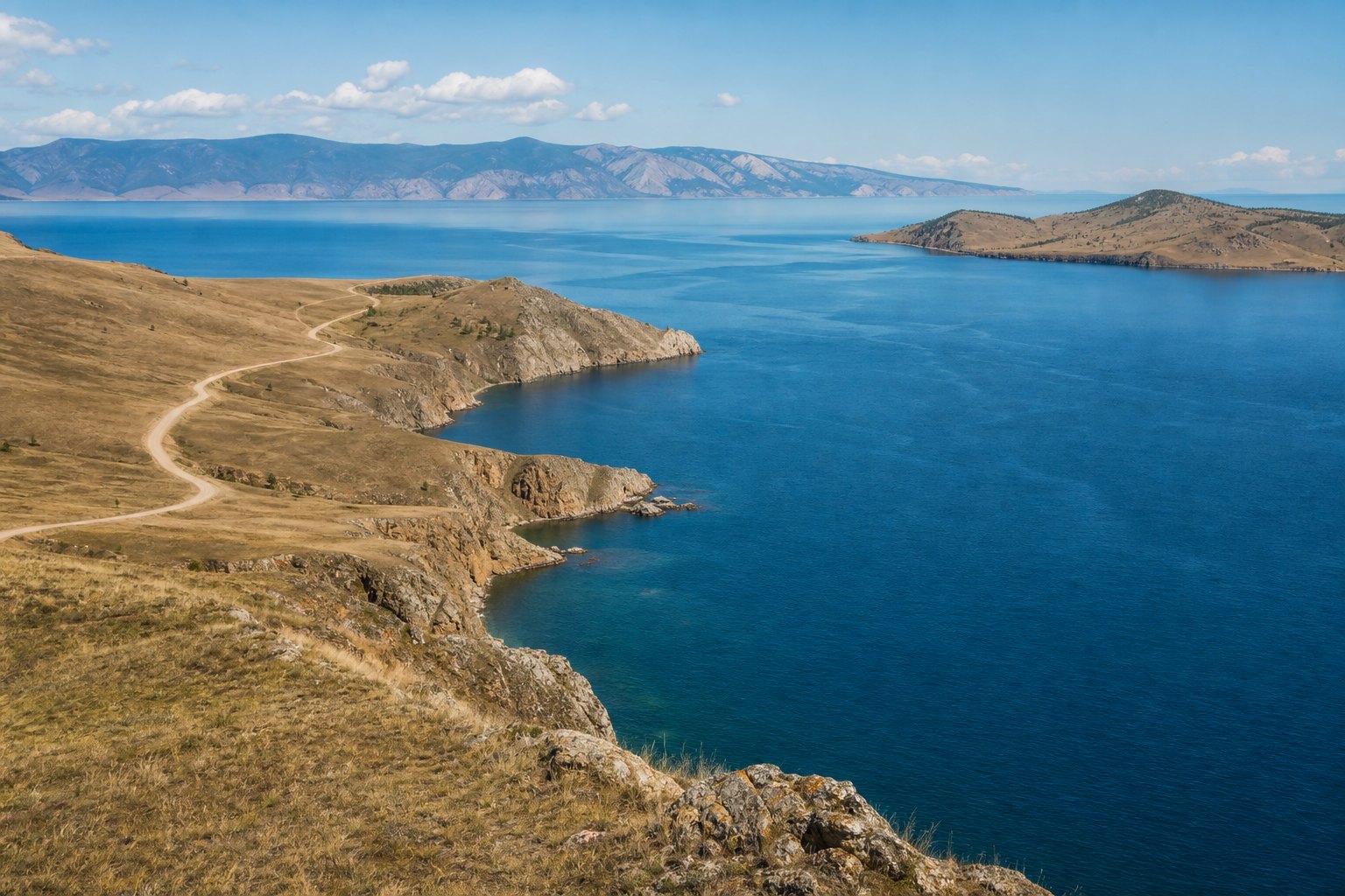 Малое море на Байкале и степной берег острова Ольхон