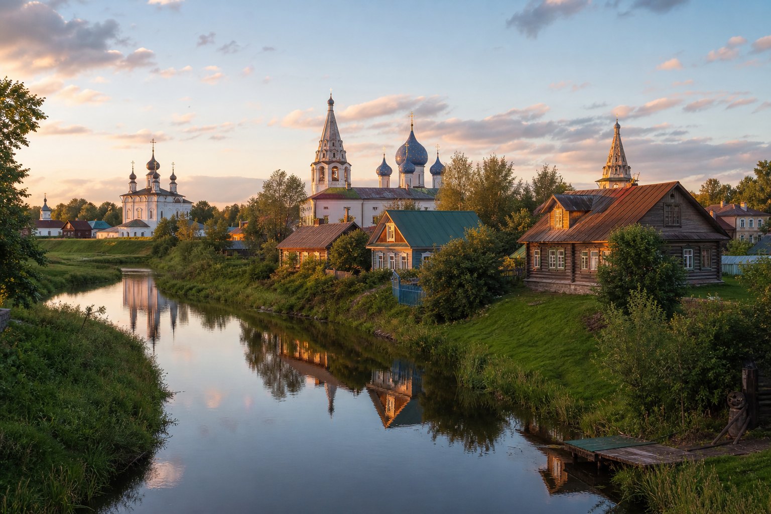 Река Каменка и панорама Суздаля