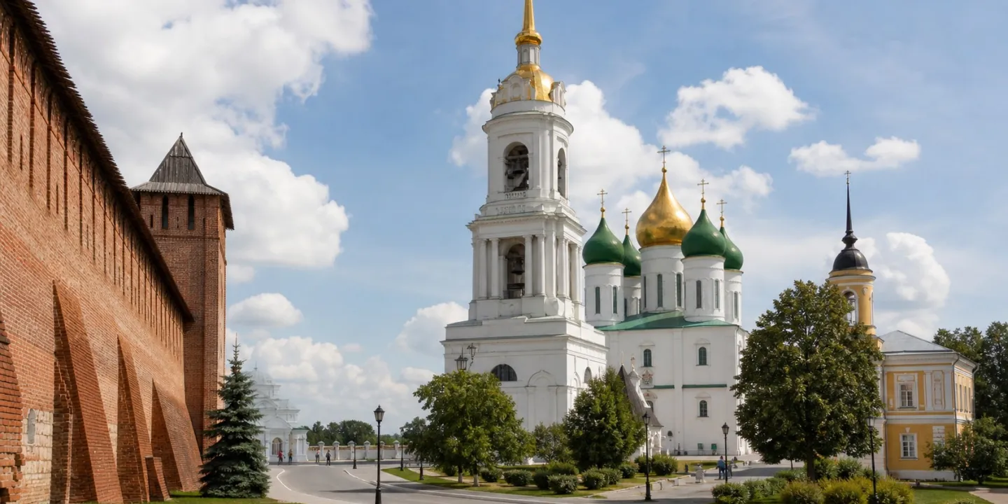 Соборная площадь и кремлевские стены в Коломне
