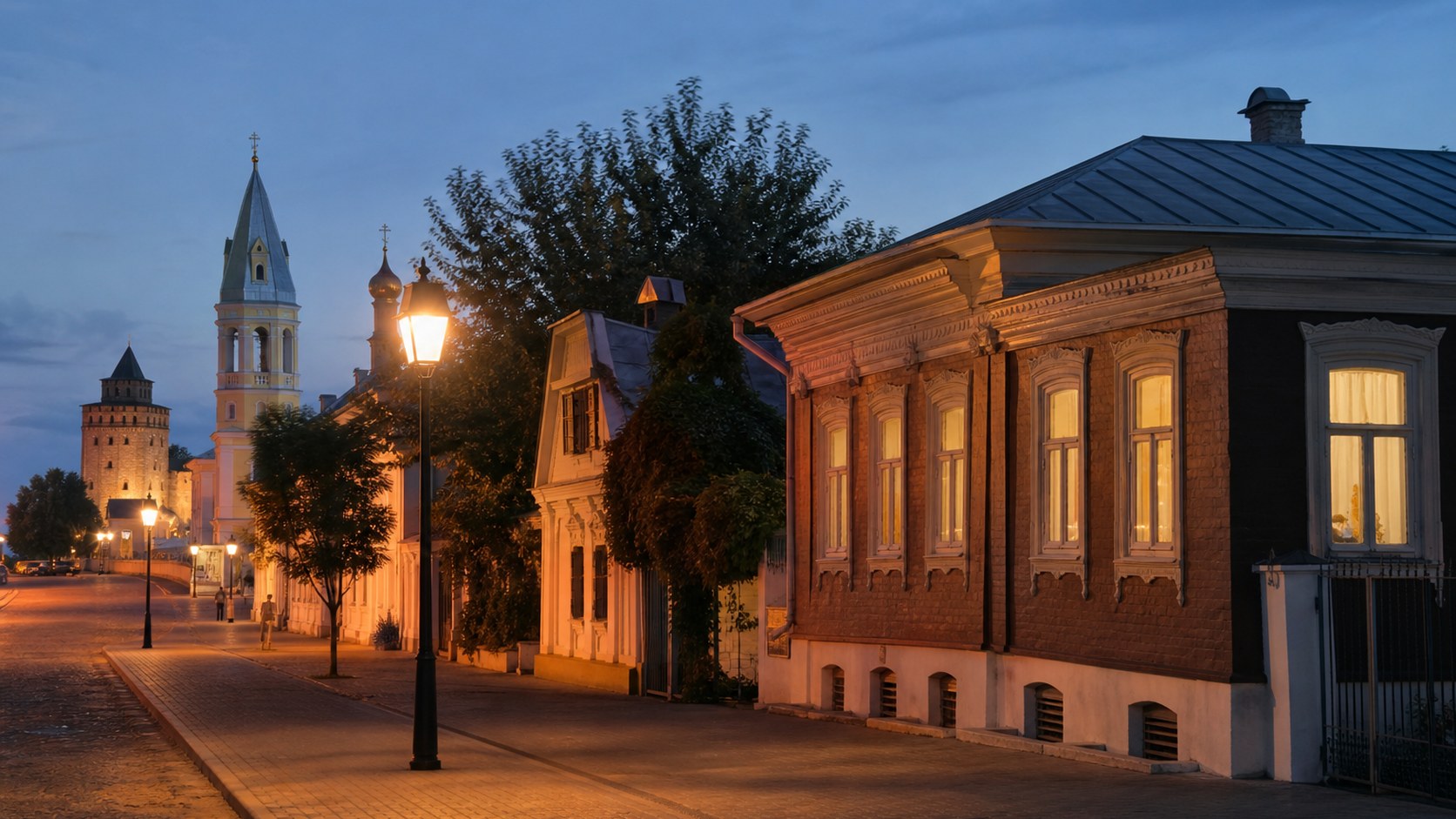 Вечерний исторический центр Коломны
