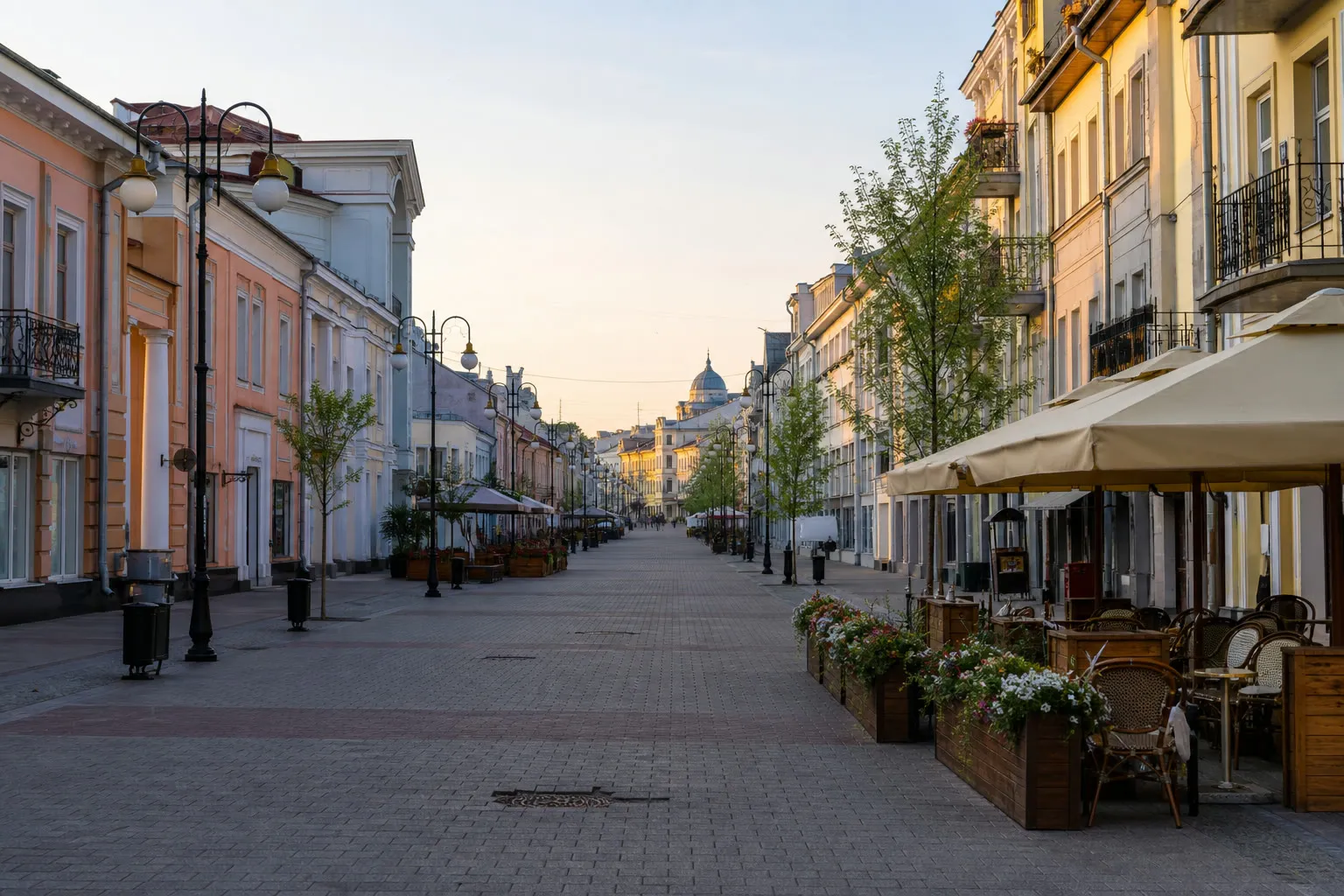 Пешеходная Трехсвятская улица в Твери