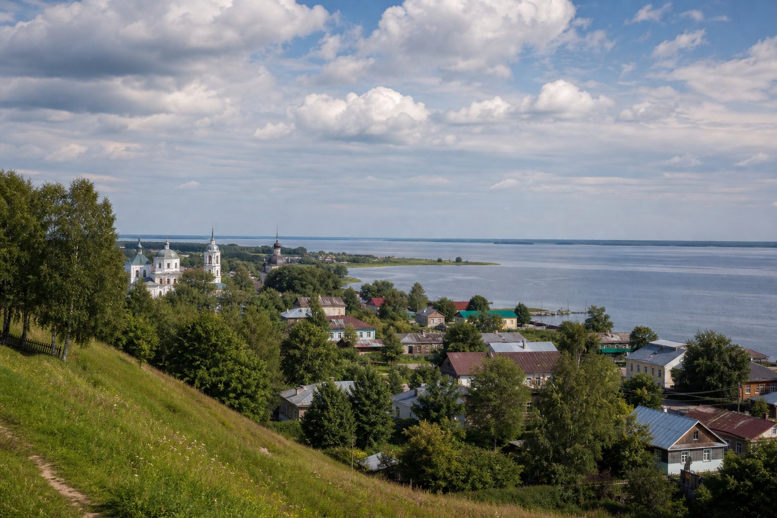 Белозерск и Белое озеро с исторического городского вала