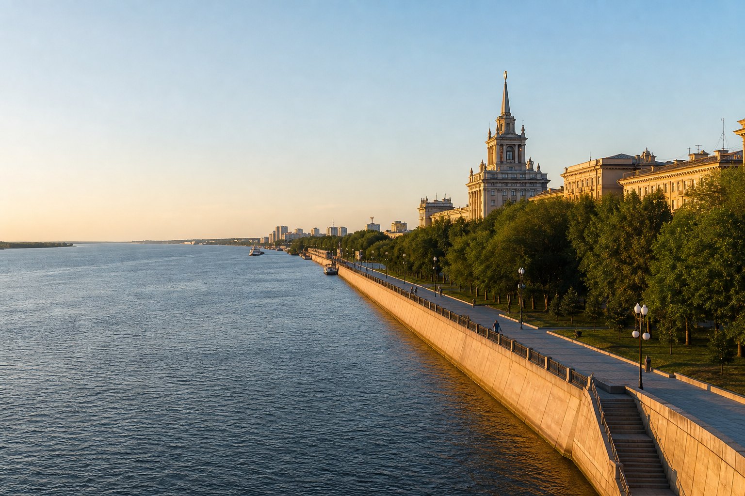 Центральная набережная Волгограда и Волга