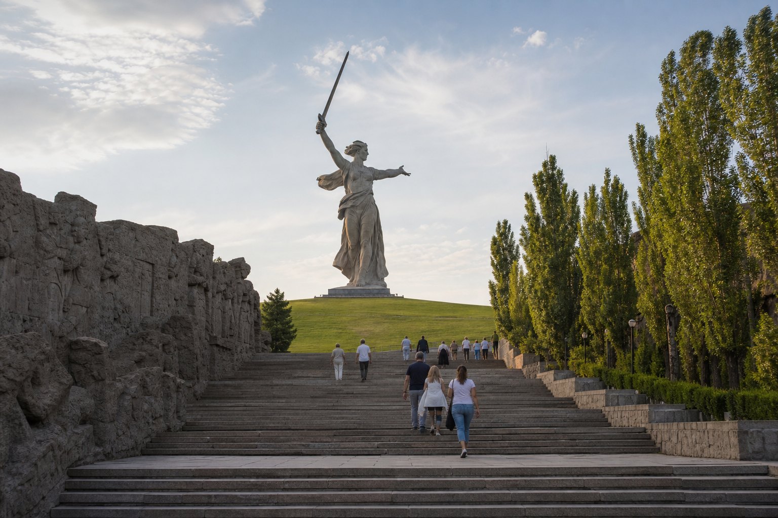 Подъем к монументу Родина-мать зовет на Мамаевом кургане
