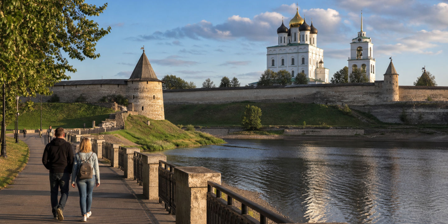 Псковский Кром и набережные первого дня в поездке на выходные в Псков.
