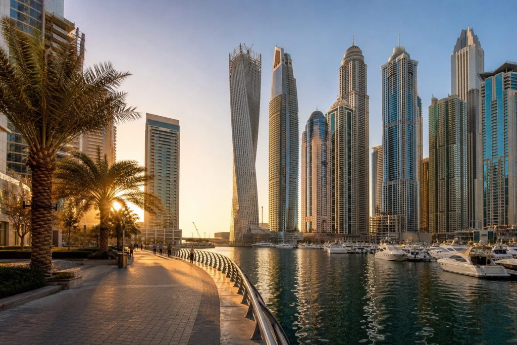 Dubai Marina в маршруте на выходные в Дубай.